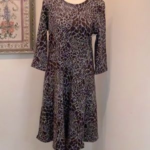 Leota animal print dress. Size large. Polyester cotton knit blend